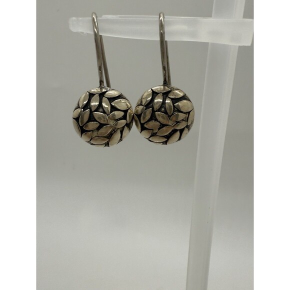 Silpada Petal Leaf Sterling Silver Earrings W1339 925 Round Ball Drop Rare HTF - Picture 1 of 4